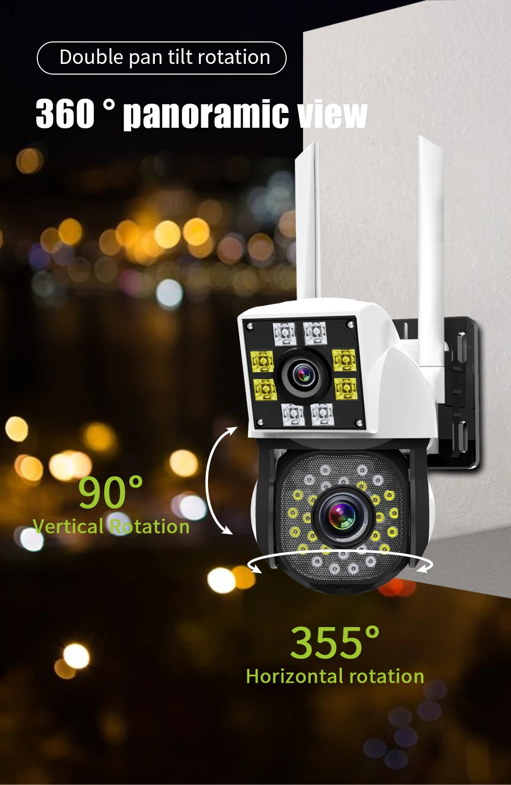 8MP 4K PTZ WiFi Security Camera 1080P Dual Lens Binocular Outdoor IP Camera AI Automatic Tracking CCTV Video Security Camera