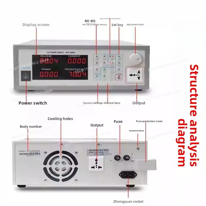 APS4000A/B/C Series Programmable AC Power Source – 0-300V/45-250Hz, 350-1200VA, High Accuracy Testing & Laboratory Equipment