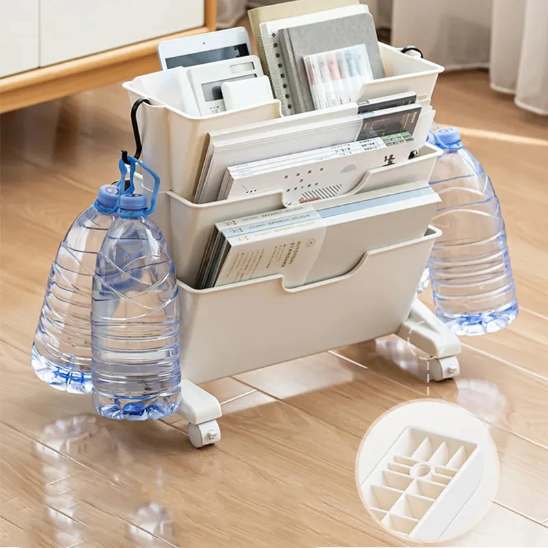Multi-layer Book Rack Portable Deskside Movable Bookshelves Large Capacity File Books Storage Shelve Office Storage Rack