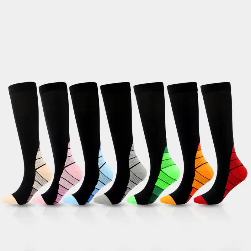 7pair  Colorful Professional Men Women Compression Socks New Striped Shaped Fitness Stacks Stripe Stockings Elastic Basketball