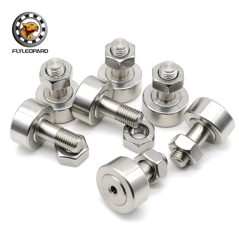 1P 304 Stainless Steel Stud Type Cam Follower Bearing Track Roller Anti-Corrosion Linear Guide Automation Conveyor Parts CF3 CF4