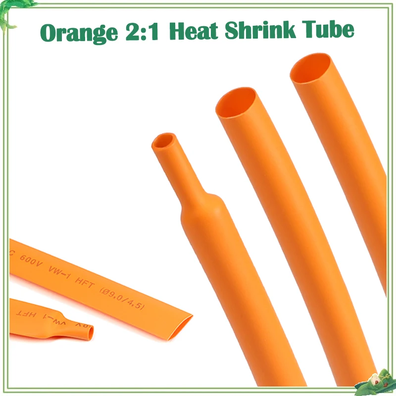 

1mm ~ 50mm Orange 2:1 Diameter DIY Connection Electrical Wire Wrap Cable Waterproof Insulation Shrinkage Tubing Heat Shrink Tube