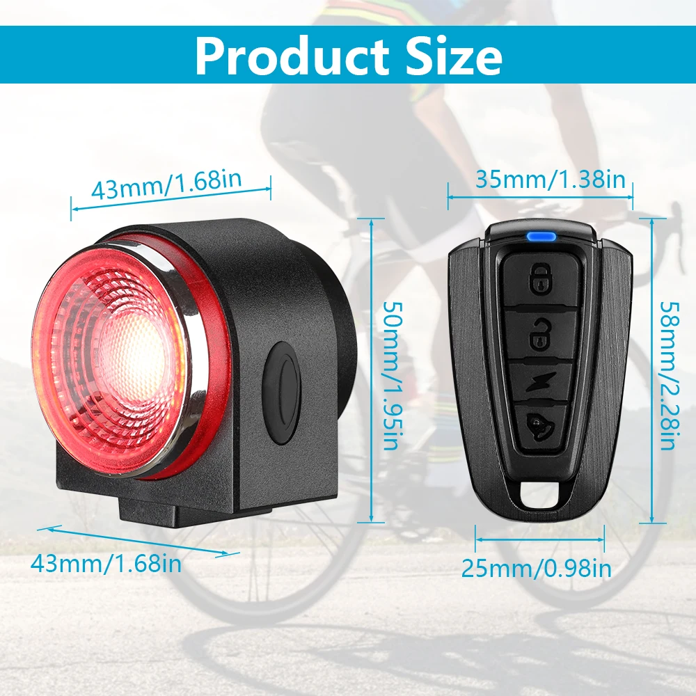 Rockbye Bicycle Braking Light Cycling Rear Lamp Burglary Alarm Remote Call Bike Finder Horn USB Charge Wireless Control Taillght