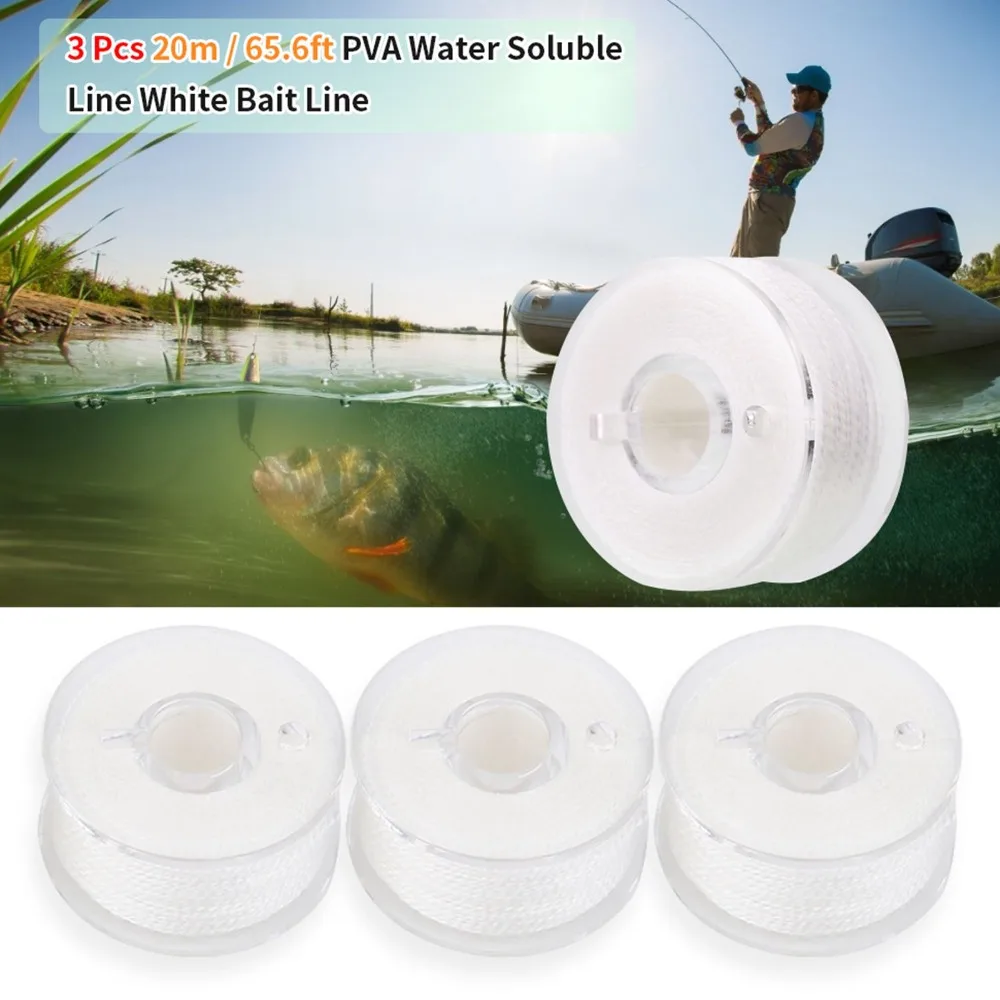 3pcs Portable White PVA Fishing Line 20m Length Quick Dissolving Water Soluble Line PVA String Binding Bait