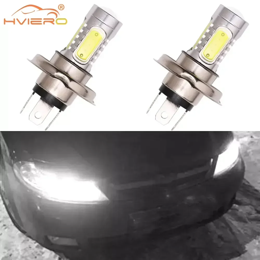 

2Pcs Fog Lights Lamps Turn Signal Headlamp White H4 H7 COB LED High Power 6000K Bulbs Parking Reverse DC 12V Led Auto Headlight