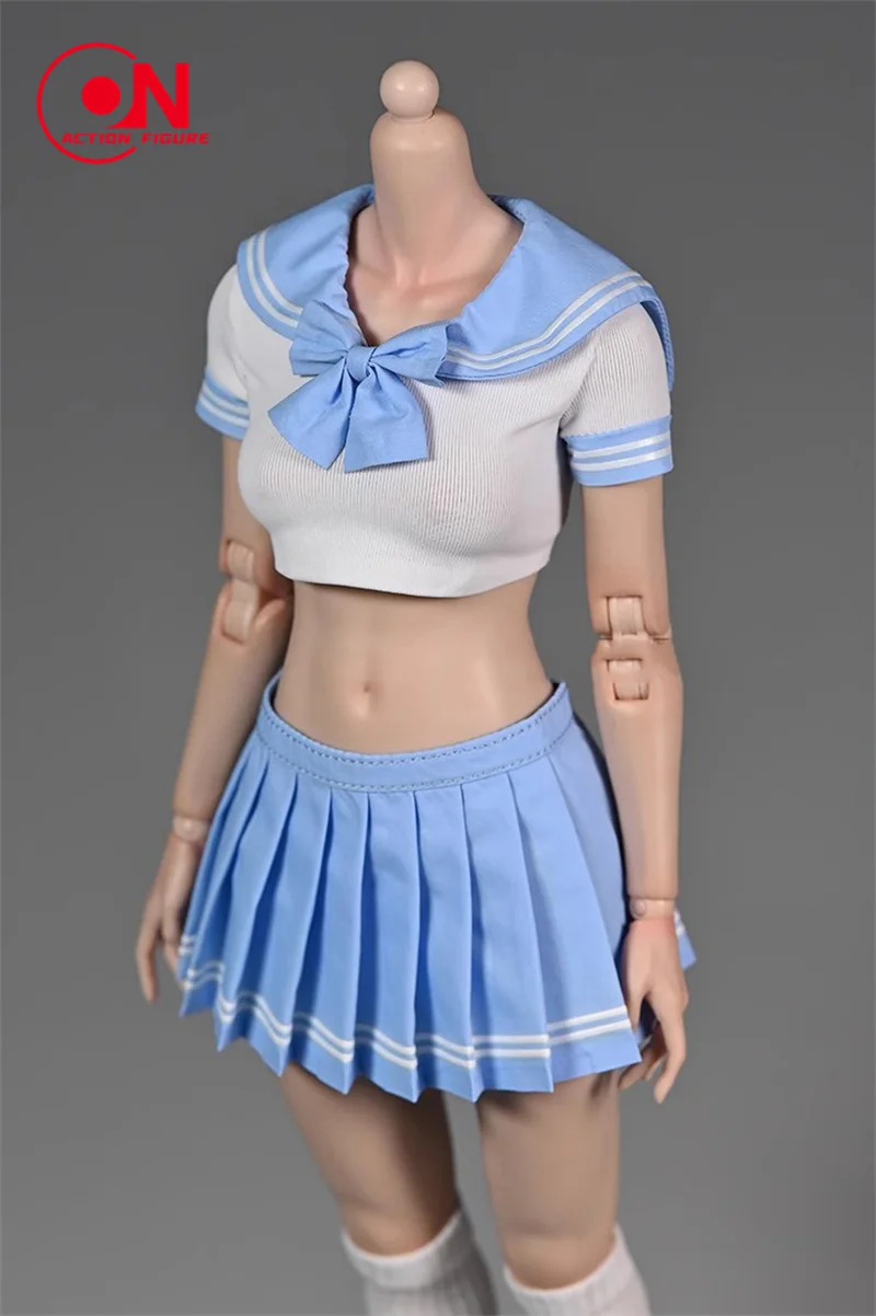 تخصيص 1/6 فتاة المدرسة قصيرة JK موحدة مطوي تنورة الملابس نموذج صالح 12 ''worldbox الجندي عمل الشكل الجسم الدمى #4