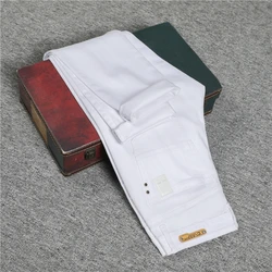 Mens Spring Summer Autumn White Jeans Fashion Casual Classic Style Slim Fit Soft Trousers Male Brand Advanced Stretch Pants,109