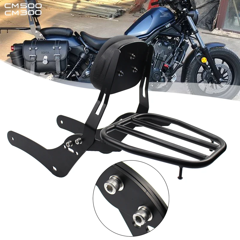 

For Honda Rebel CMX300 CMX500 CMX 300 500 2017-2021 Black Leather Motorcycle Rear Passenger Backrest Back Pad seat Backrest