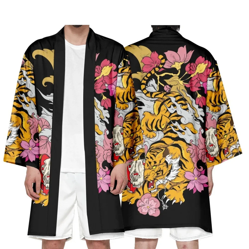 

Anime Tiger Cardigan: Harajuku Long Kimono for Women & Men Japanese Street Style and Samurai Cosplay