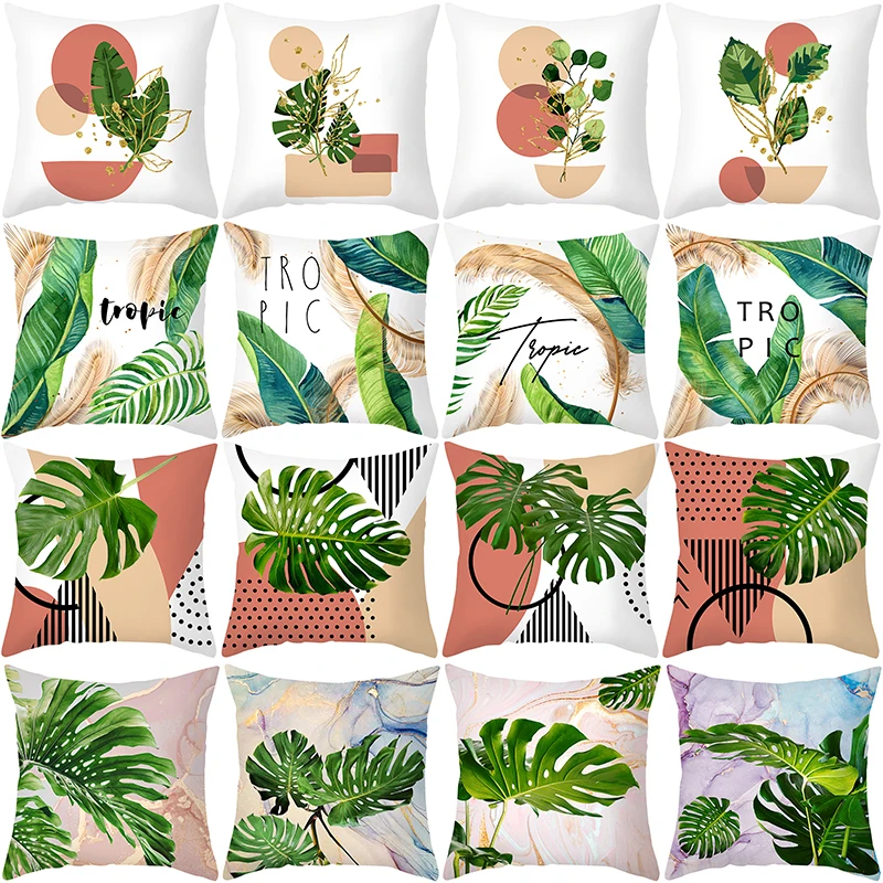 

2022 Summer Tropical Style Throw Pillows Cushion Cover Designer Polyester Pillow Case Home Decor Cojines Decorativos Para Sofa