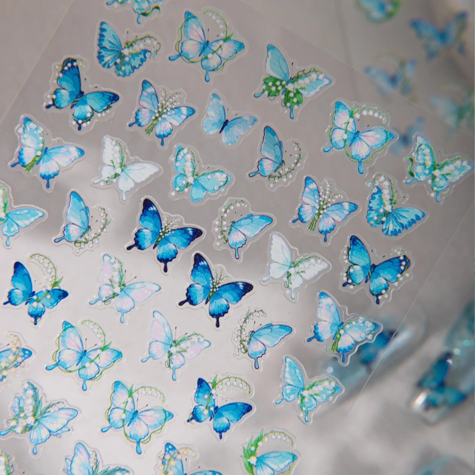 Fresh Bluebell Flower Butterfly Stickers Self Adhesive Waterproof for Journaling Camera CCD Decal DIY Hot Selling Cross Border