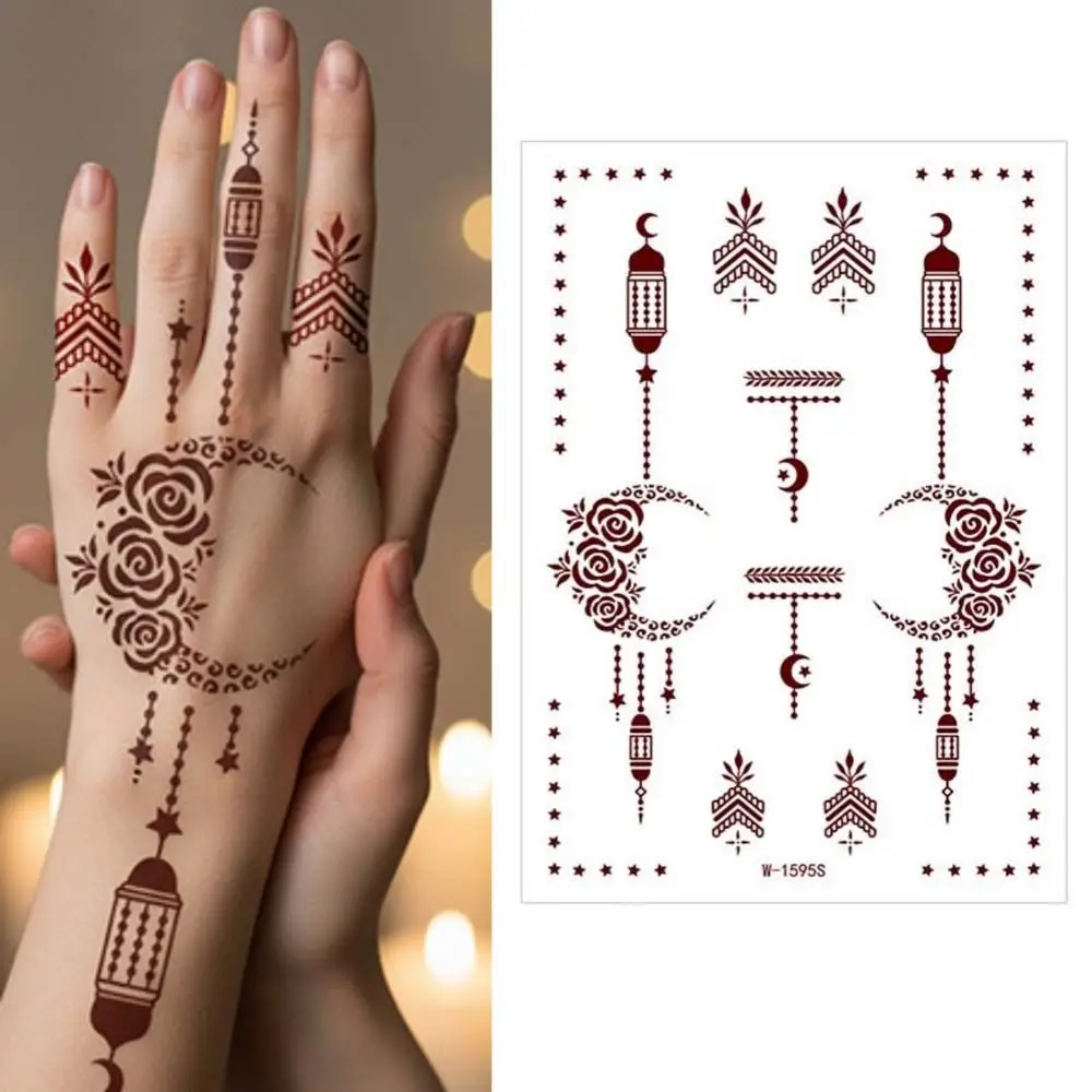Red Mehndi Stickers Henna Tattoo Stickers Lace Fake Tattoo Wedding Tool Red Henna Tattoo Decals Waterproof Legs Arm