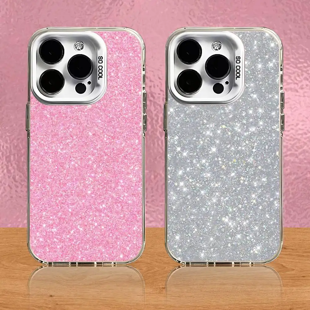 

Starry Glitter Pink Sequin Phone Case For iPhone 16,15,14,13,12,11,Pro,Max,Plus,Mini,SE White Candy Matte Shockproof Cover
