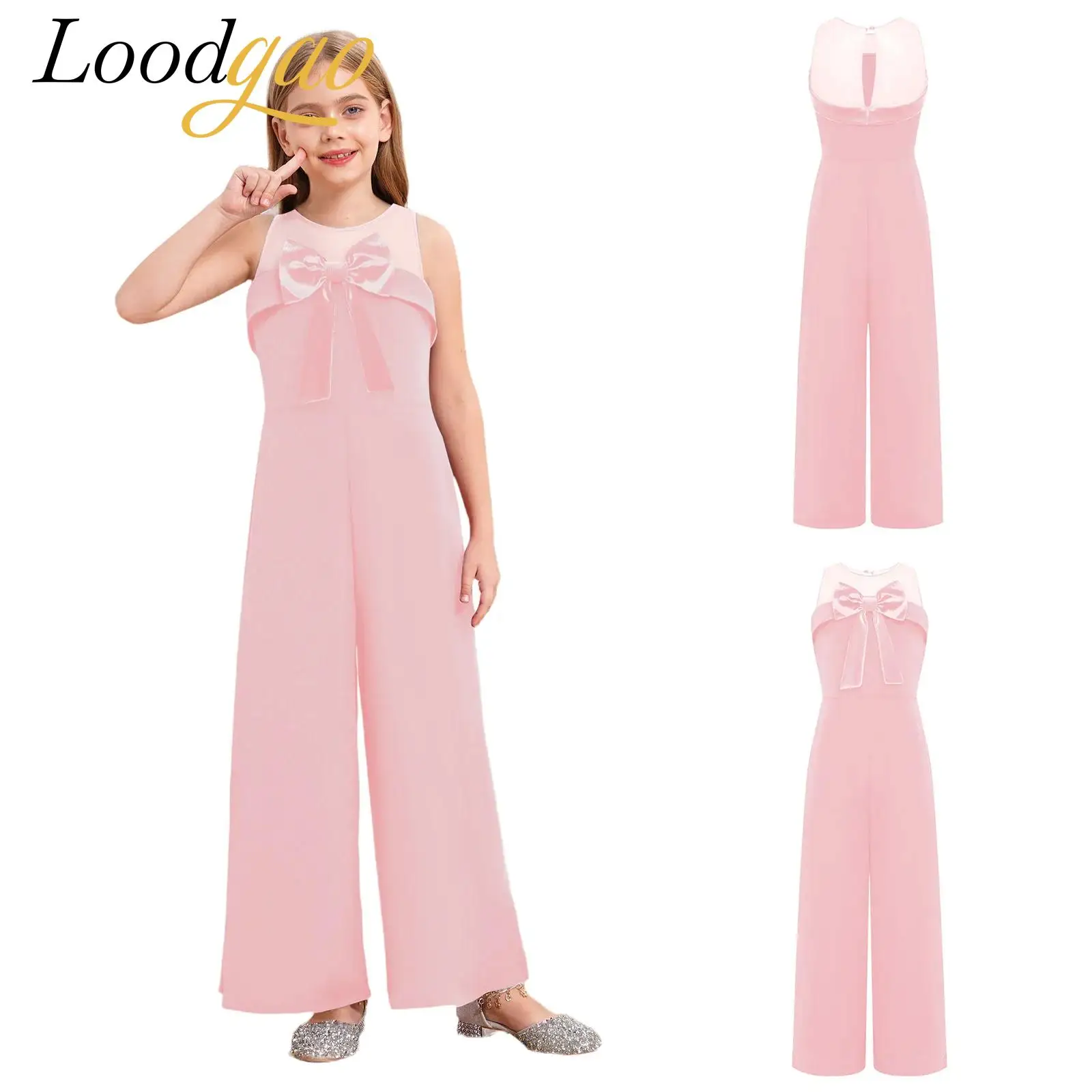 

Christmas Pageant Jumpsuit Girl Bowknot Sleeveless Romper Children Tuxedo Jumpsuits Festival Costumes Birthday Party Outfit