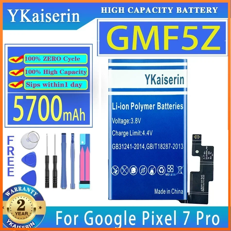 

YKaiserin GMF5Z GZEBU Аккумулятор 5000 мАч/5700 мАч для HTC Google Pixel 7 Pro Pixel7 Pro 7Pro Pixel7 Bateria Батарея Гарантия 2 года