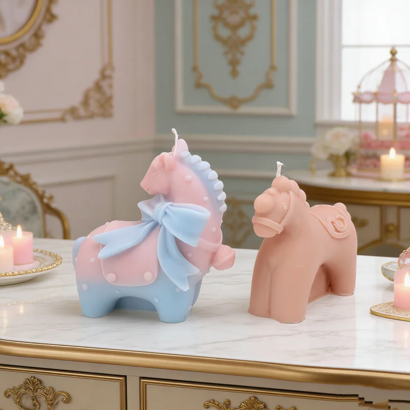 Vintage Rocking Horse Silicone Candle Molds -3D Charming Rocking Horse Classic Pony Sculptures Soap Mold DIY Aroma Decor Gifts