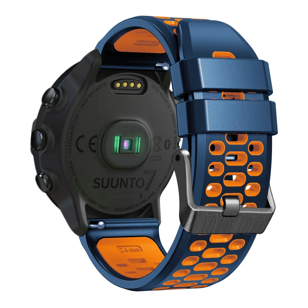 24mm pulseira de silicone para suunto 9 baro 7 d5 spartan esporte pulso hr banda relógio inteligente respirável pulseira pulseira pulseira