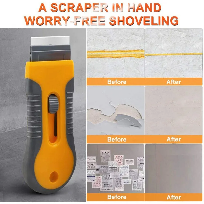 Professional Glass Ceramic Scraper Tool with 12 Blades, Non-Scratch RazorBlade Scraper for Cleaning Windows Stove Paint Floor