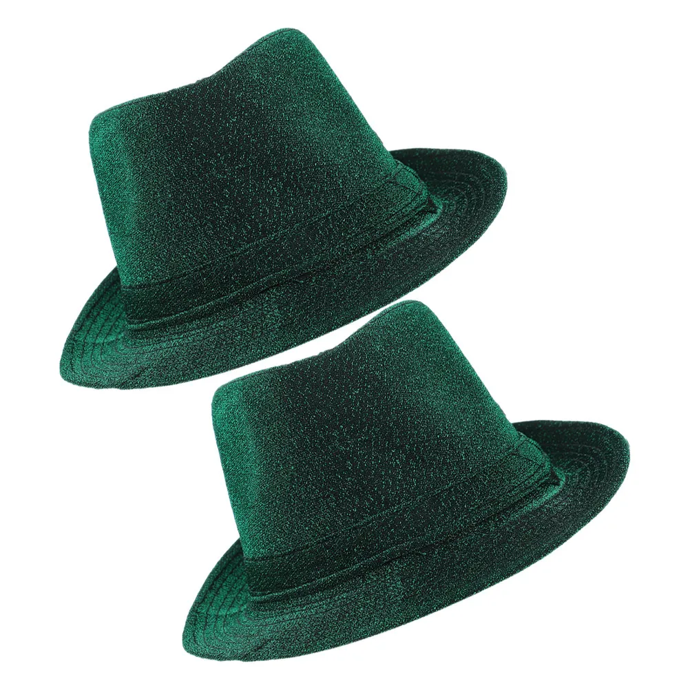 2Pcs Hats Top Hat Glitter Fabric Comfortable St Patricks Day Party Festival Irish Hat Cosplay Accessories St Patrick's Day Hats