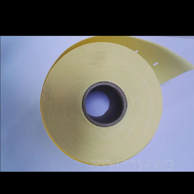 Zelfklevende Transparante Pet Label Sticker Vel Geel Bodem Geperforeerd 70(2.76 ") X40mm (1.57")x2000 Vel Voor Bar Code Printer