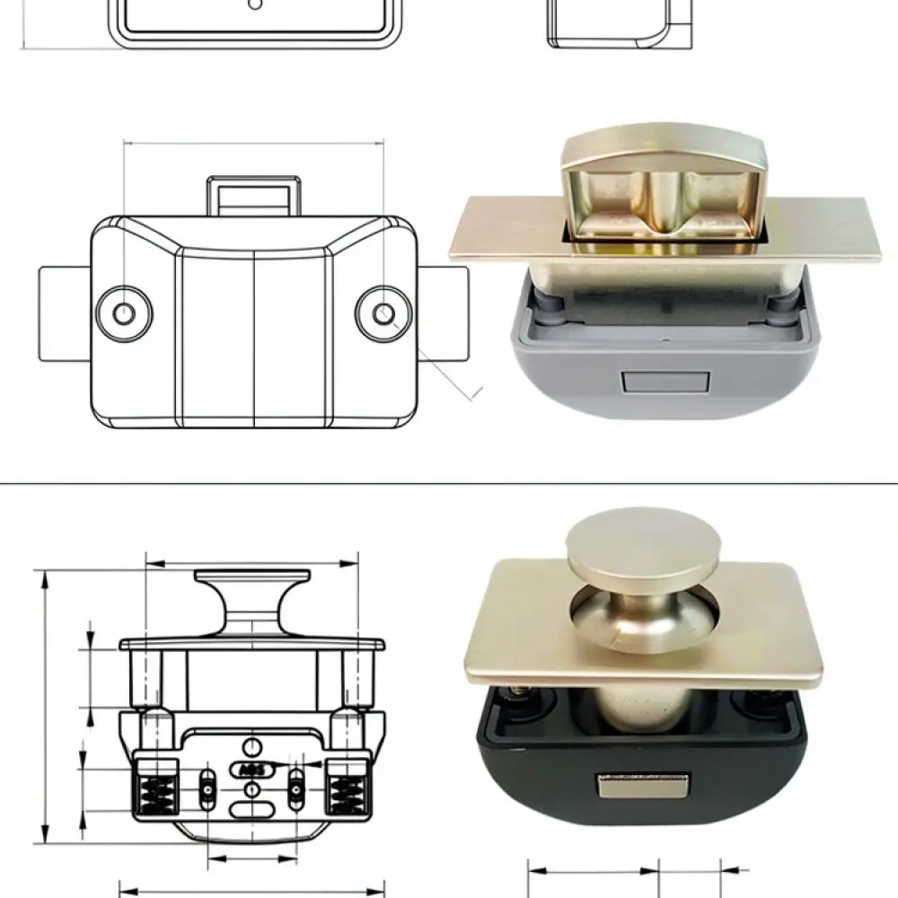 Zinc Alloy Push Button Latch For RV Yacht Cabinet Door Lock Furniture Invisible Handle Drawer Closer Caravan Fittings