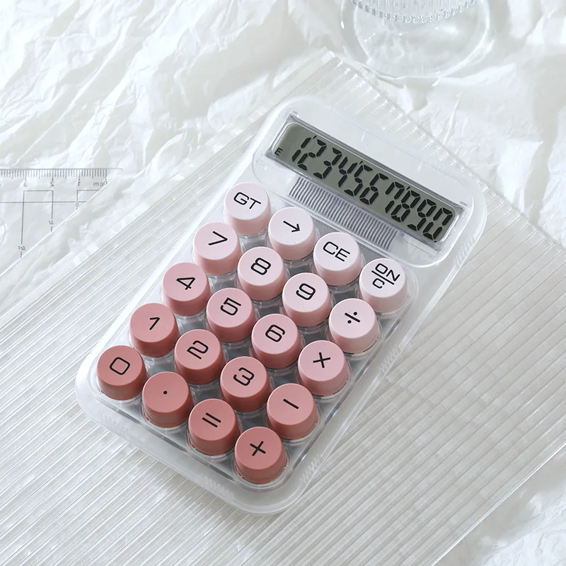

1PCS Pink Circular Machine Calculators Large Display Mechanical Dot Keyboard Back To School Supplies Students/Finance Stationery