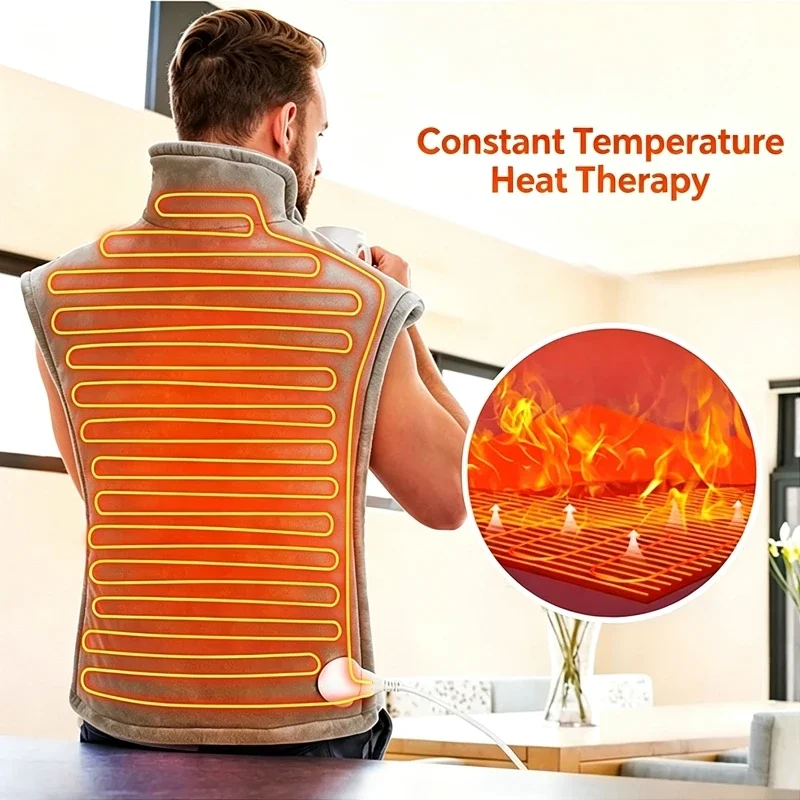 12H Timer 9-Levels Temperature Adjust Electric Shoulder Wrap Vest Heating Pad Winter Body Warmer Neck Back Neck Massager Heater