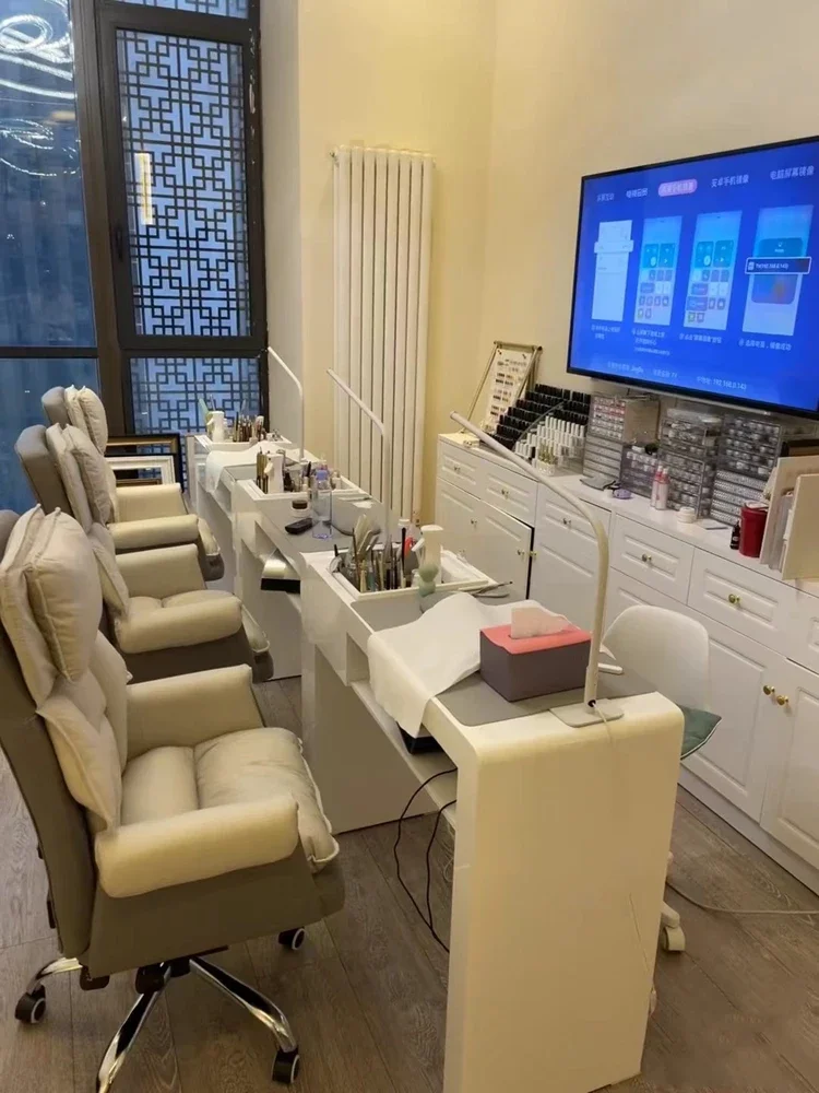 Table de Manucure Professionnelle Nordique Moderne en Bois, Meuble de Salon, Rangement Simple