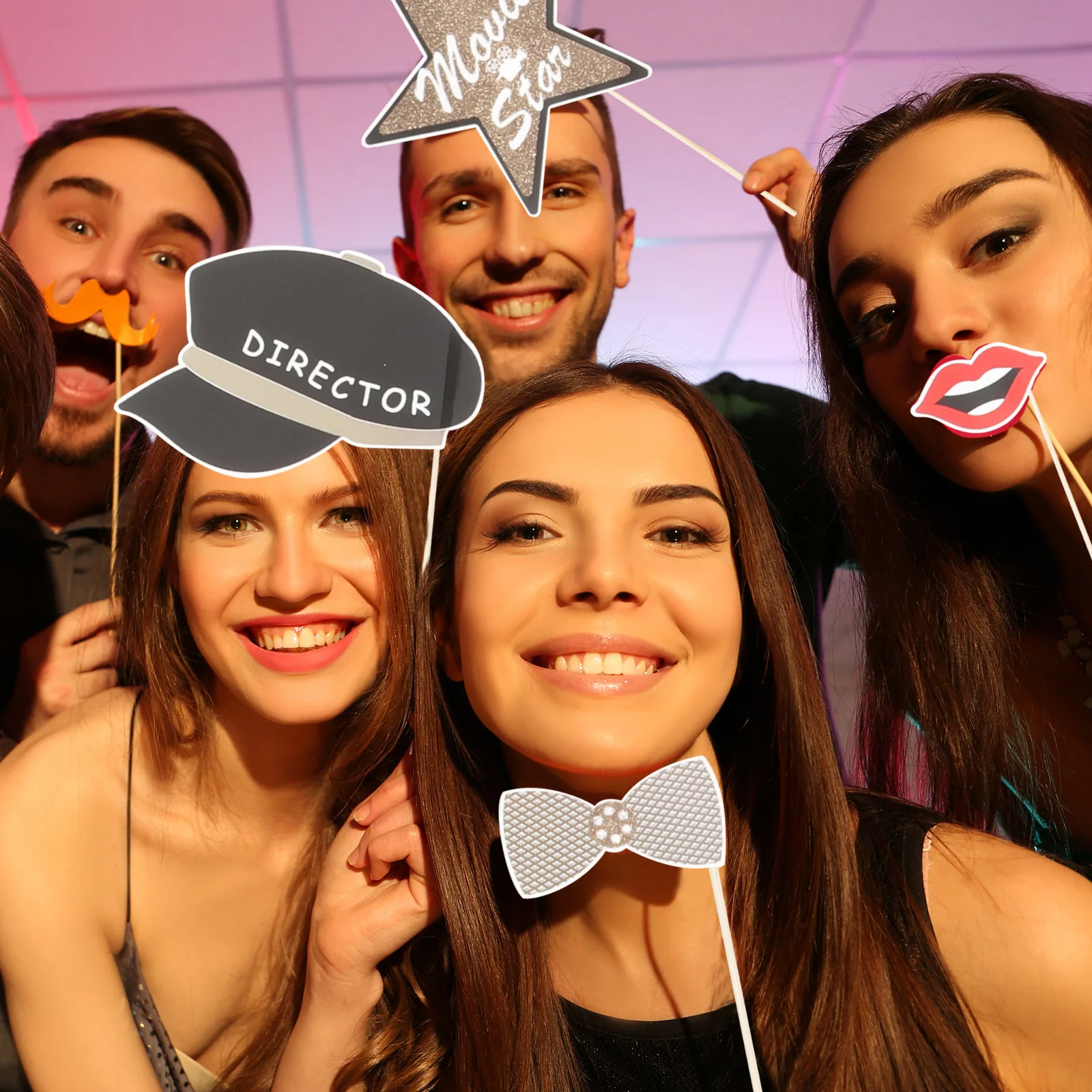 

21Pcs Movie Theme Party Photo Props Set Mask Supplies Novelty Bachelorette Birthday Wedding Movie Theme Party Mask