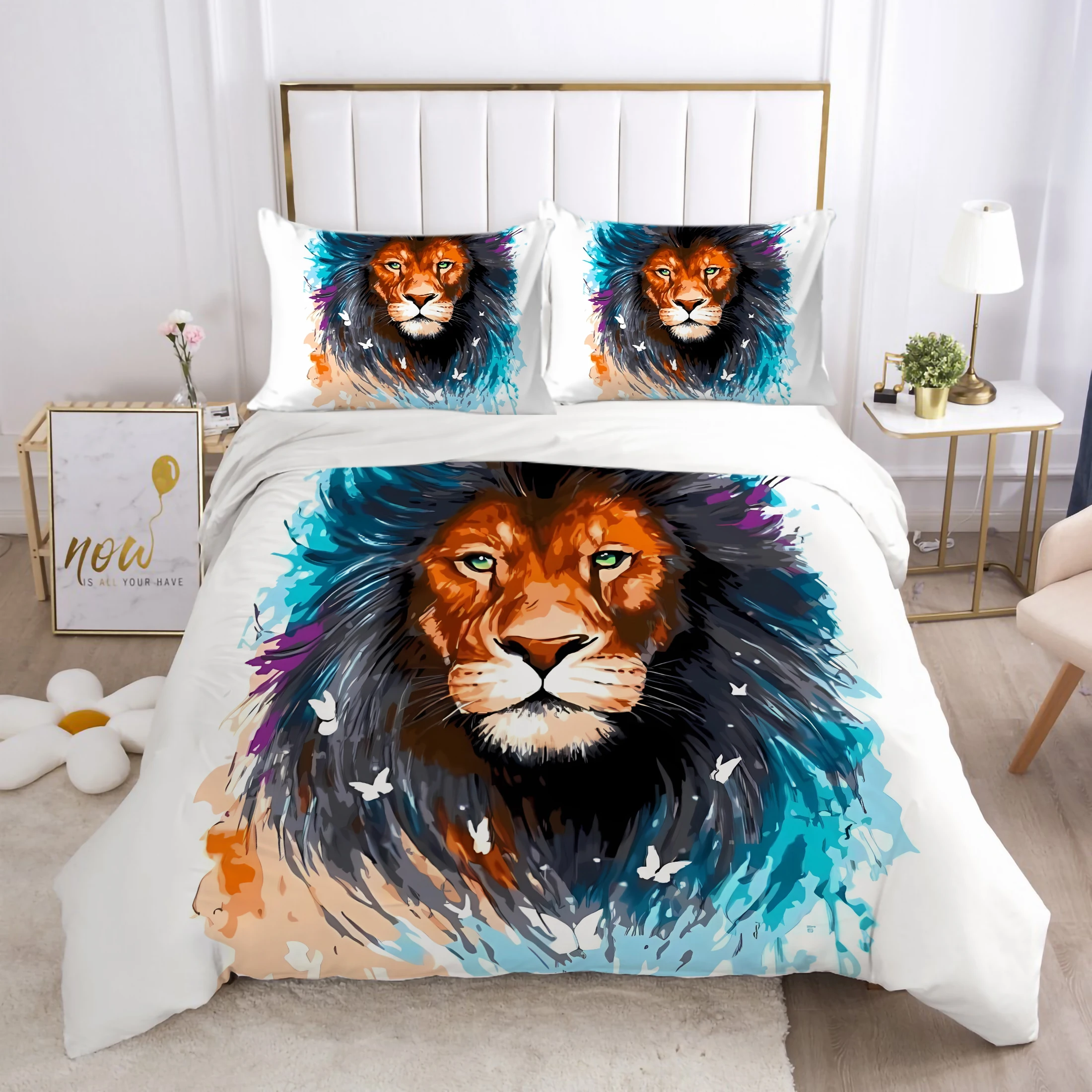 Home Quilt Cover Duvet Cover 3D Lion Bedding Set Luxury Comforter Cover Set