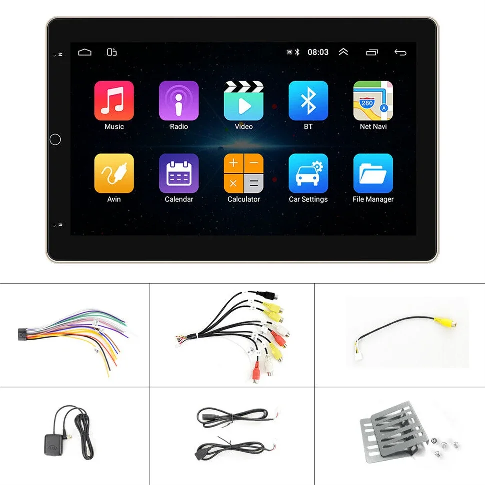 Android 14.0 10.1 inch Automatic Rotate Car Radio Android Auto Apply Carplay DVD Multimedia Player Car Stereo GPS Universal 2Din