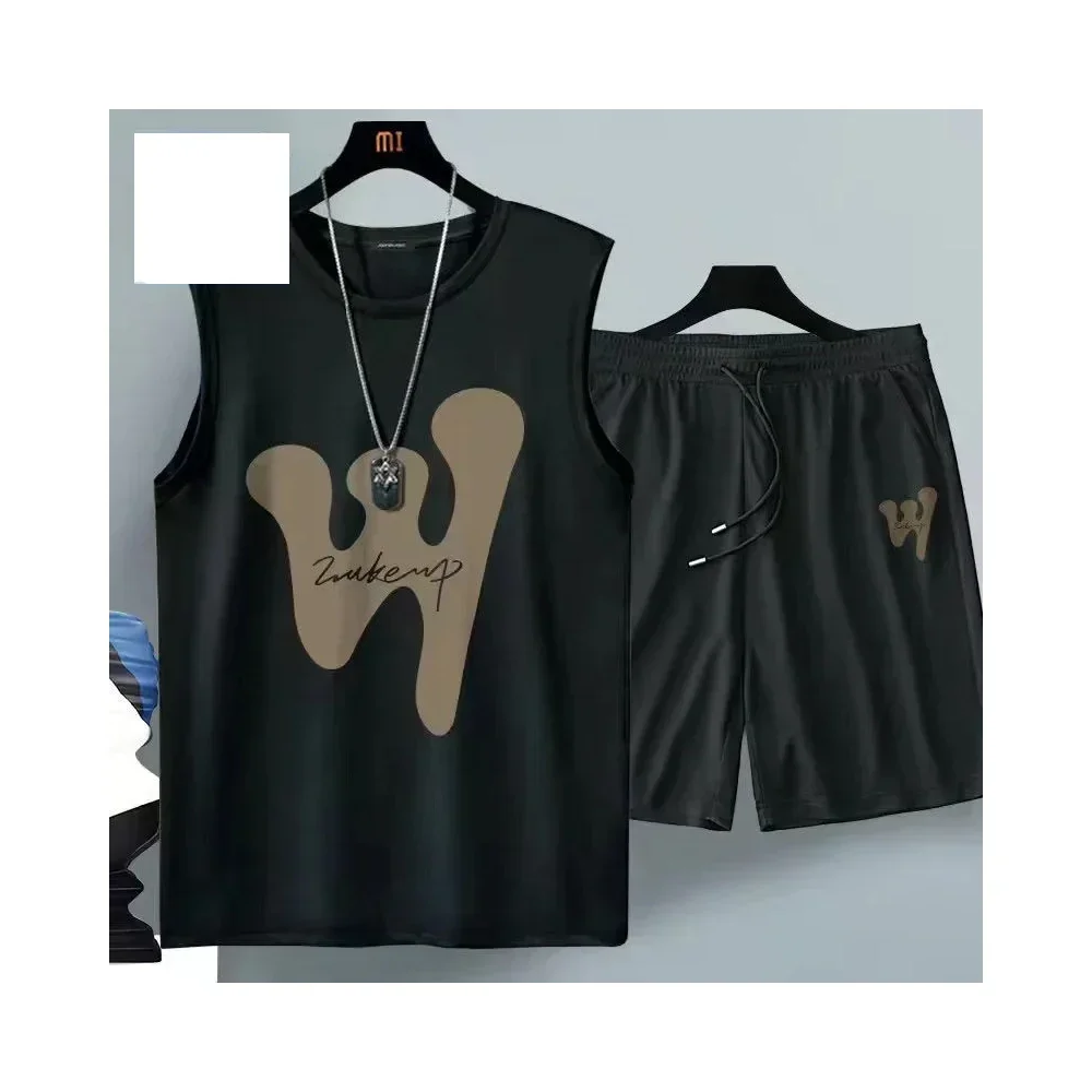 

2025 summer Men's Thin Casual Vest Sportswear Lightweight Comfortable Outfit Fashion Sports T-shirts+shorts set tracks gym sets