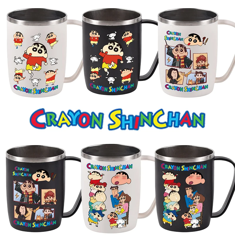 450 مللي تلوين شين تشان الكرتون الأطفال كوب معزول 304 مكنسة من الفولاذ المقاوم للصدأ كوب القهوة الحليب الإفطار القدح الترمس الاطفال هدية