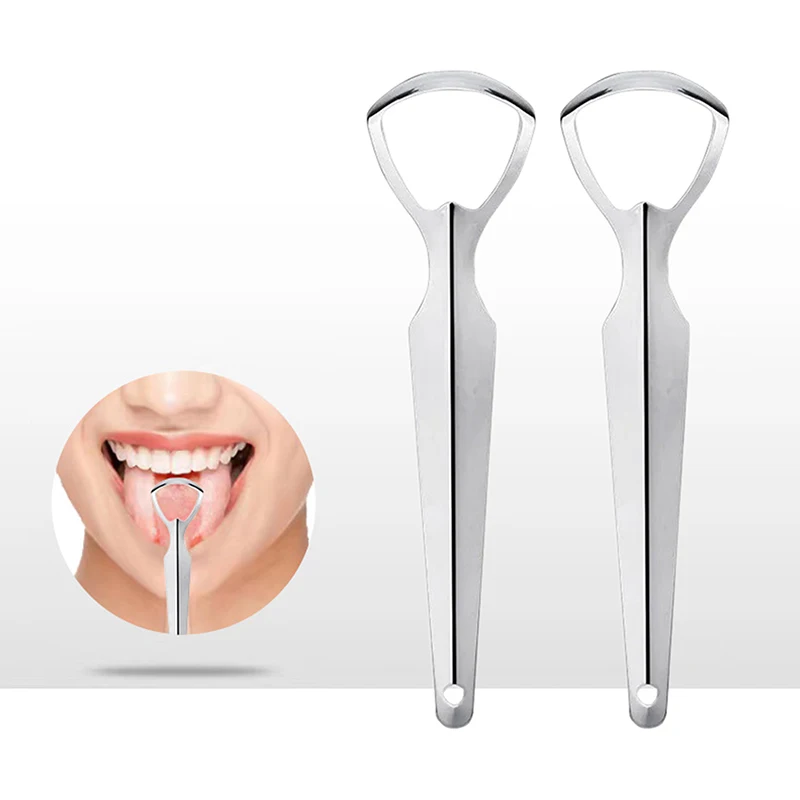 Portable Single Layer Tongue Scraper Reusable Stainless Steel Oral Mouth Brush Case Non-slip Handle Tongue Scraper Tongue Clean