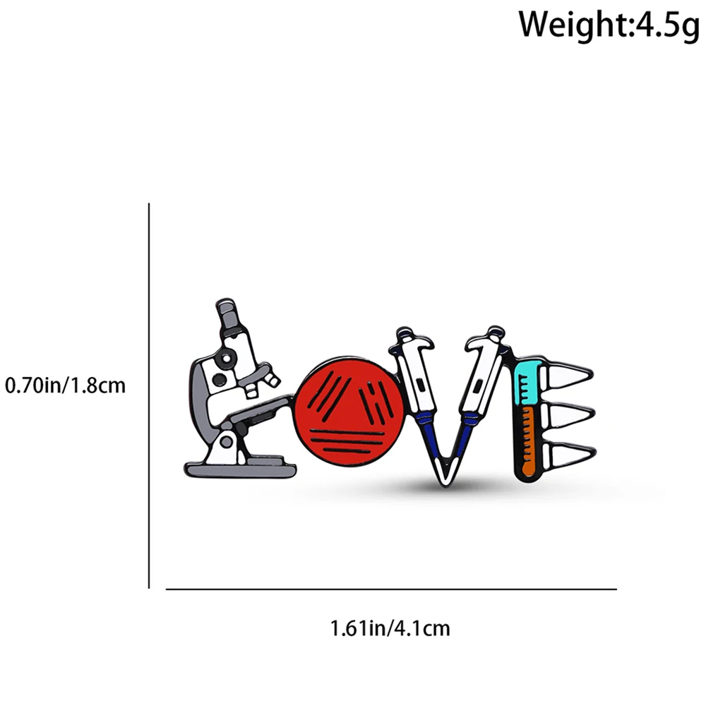 Hanreshe Lab Lover 과학 에나멜 핀 현미경 테스트 튜브 브로치 과학자 생물 학자를위한 크리 에이 티브 옷깃 배낭 배지 쥬얼리