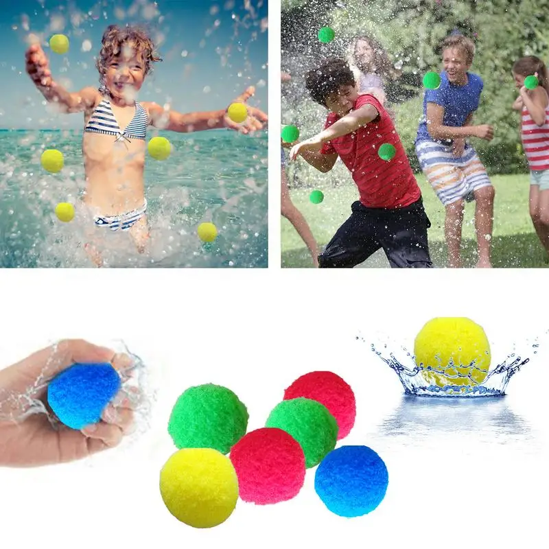 10pcs palline d'acqua riutilizzabili palla assorbente d'acqua giocattoli da piscina per bambini Soft Cotton Splash Soaker Ball Summer Swimming Beach Pool Outdoor