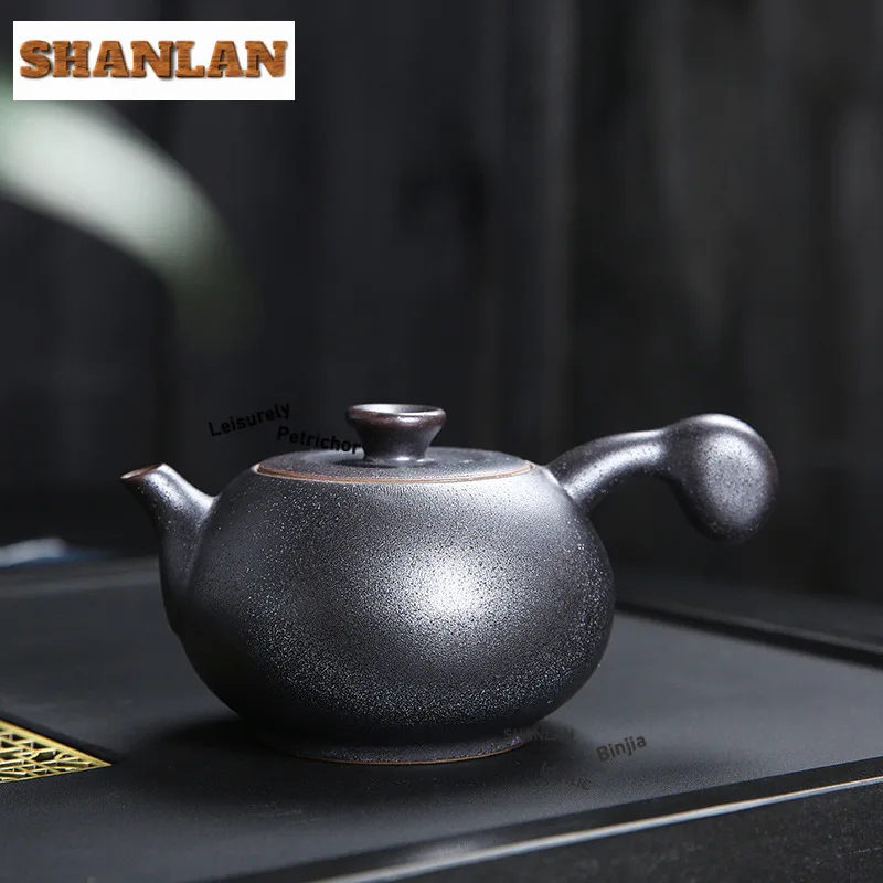 

280 мл японский позолоченный железный глазурь с боковой ручкой, антикварный чайник, горшок для заварки чая, чайник с ситечком, чайный сервиз, украшения