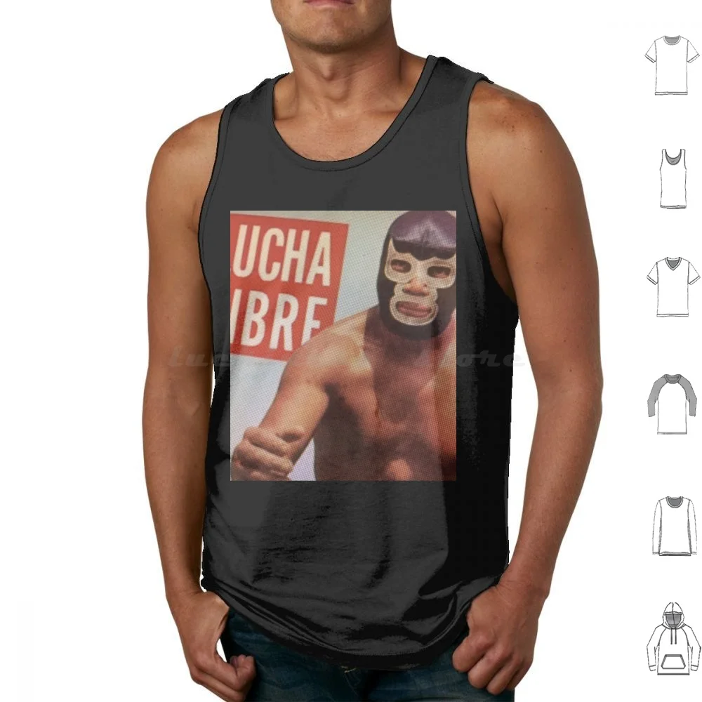 

Lucha Libre-Blue Demon Tank Tops Print Cotton Blue Demon Lucha Libre Mexican Mexico Luchador Mascara Wrestler Wrestling