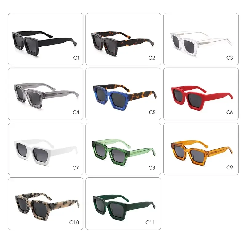 Stylish rectangular oversized sunglasses Unisex acetate frames UV and blue light glasses for round faces