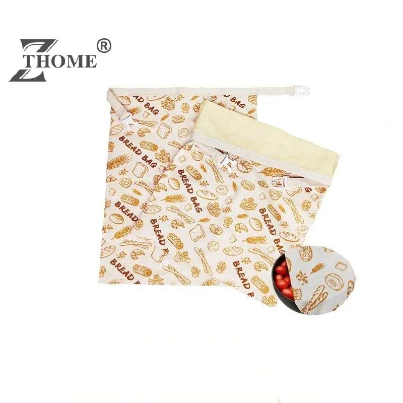 1Pcs Beeswax Coated Closure Fresh-Keeping Bread Bags Reusable Beeswax Bread Bags 42*32cm Cotton Sourdough Bag Freezer Use