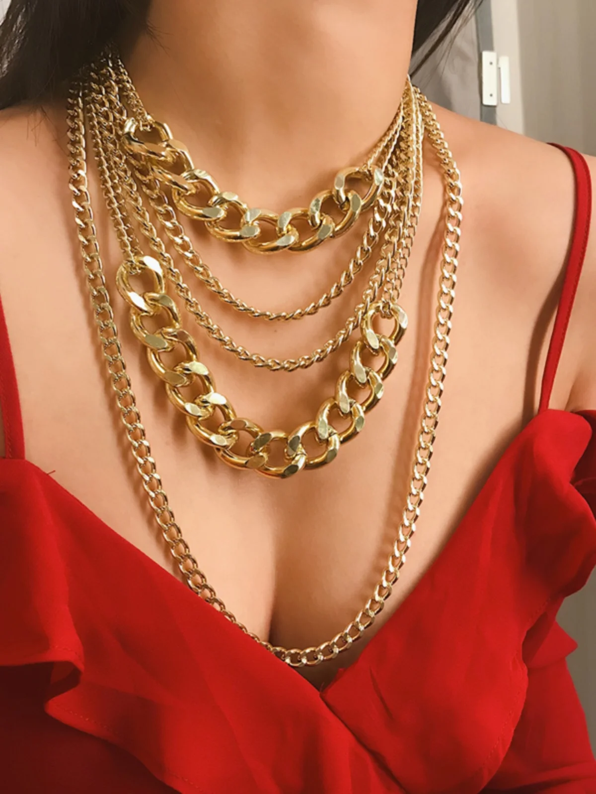 

New Style Mixed Tassel Rap HIPHOP Fashion Chain Multilayer Exaggerated Necklace Personalized Spicy Girl Clavicle Chain