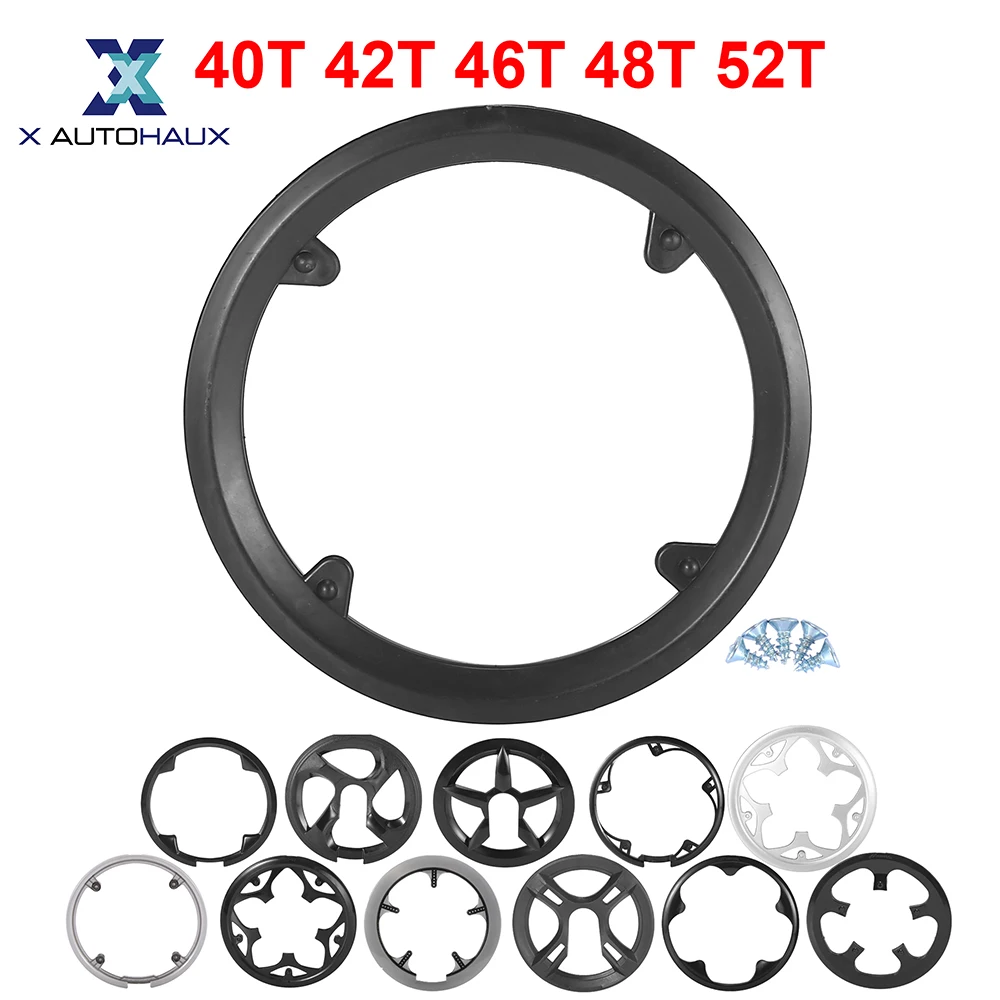 X Autohaux Osłona Ochronna Mechanizmu Korbowego Roweru Osłona Zębatki Ochraniacz Pierścienia Zębatki 40T 42T 46T 48T 52T 4/5 Otworów