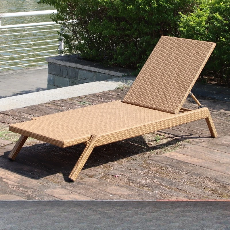 Outdoor rattan bed courtyard swimming pool lounge chair open-air garden balcony outdoor waterproof sunscreen beach
