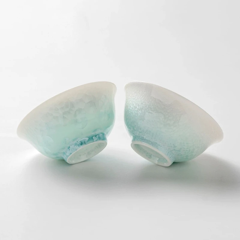 Kiln-changed ice crystal household ceramic rice bowl high-value dessert bowl, tableware set gift