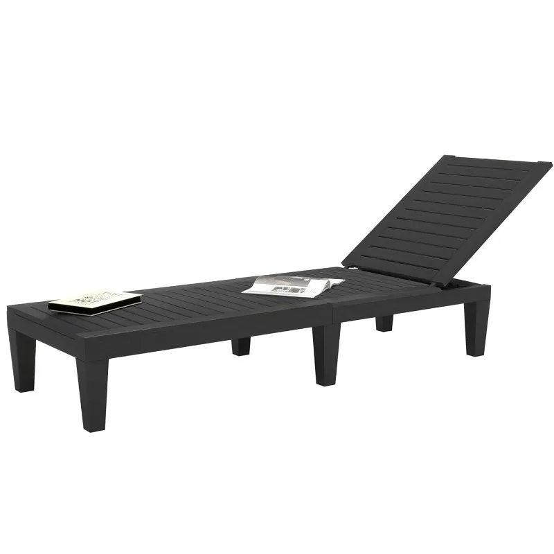 

Outdoor Chaise Lounge, Pool Lounge Chair w/ 5-Level Backrest, Waterproof & Easy Assembly Patio Lounge Chair