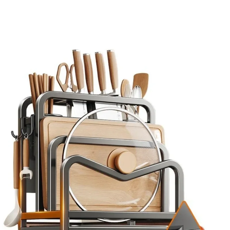 

Stainless steel kitchen knife holder, multi-functional countertop, knife and chopstick cage, integrated storage rack