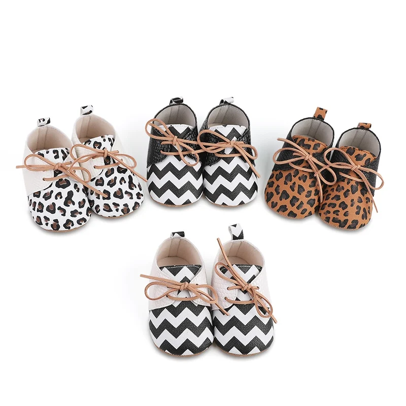 1Pair Spring Autumn Children Baby Boys Girls Fashion Shoes Leopard Bowknot Design Soft Bottom Non-Slip Toddler First Walkers