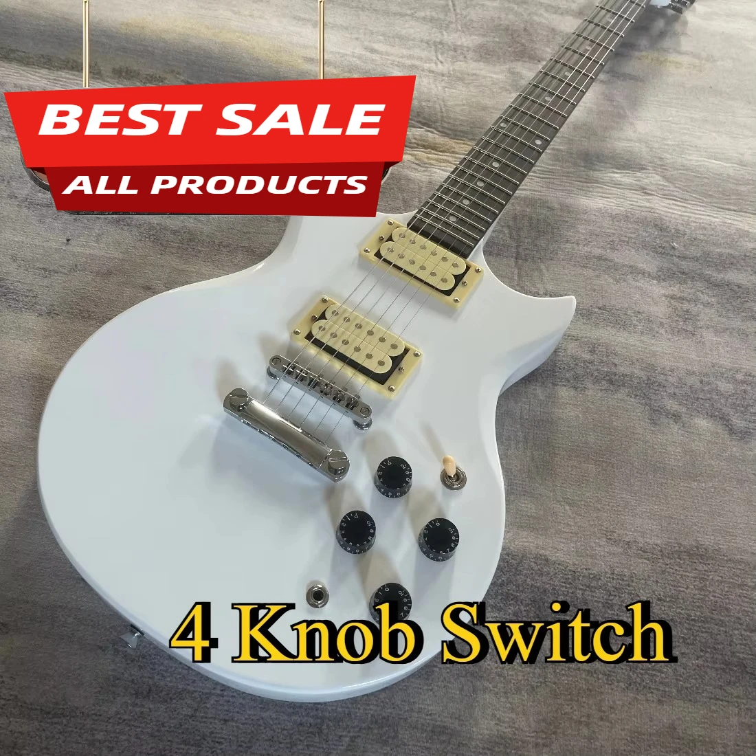 Yama White Classic Double Cutaway Electric Guitar 4 Knob Switch HH Pickups Fixed Bridge Super Strat Versatile Free Shipping Hot