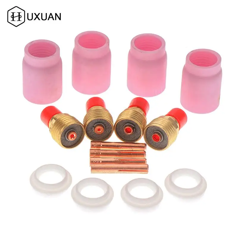 4Pcs TIG Gas Lens Kit 1.0/1.6/2.4/3.2mm FIT TIG Welding Torch PTA DB SR WP-9/20/25 Series Argon Arc Welding Torch Accessories