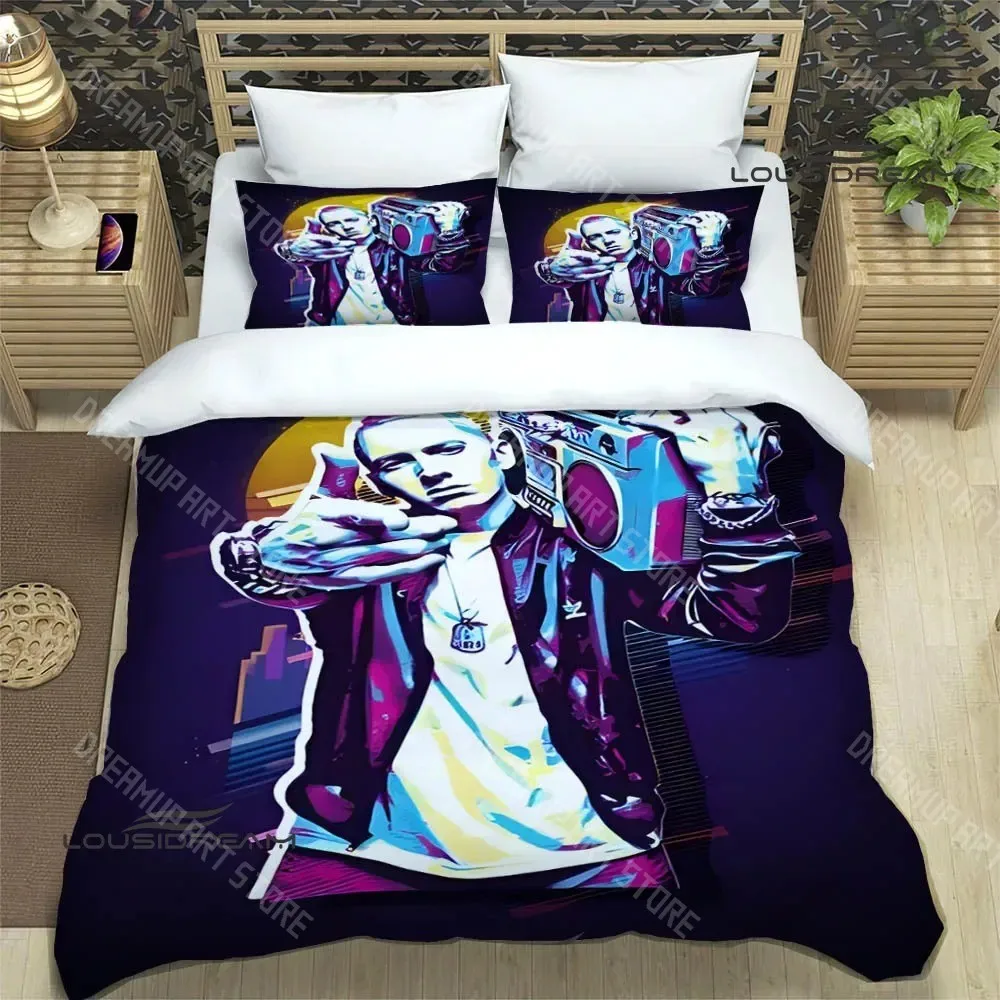 3D Printed Eminem Hip Hop Singer Bedding Set for Boys Girls Duvet Cover Pillowcase Twin Queen King Full Single Double Sizes
